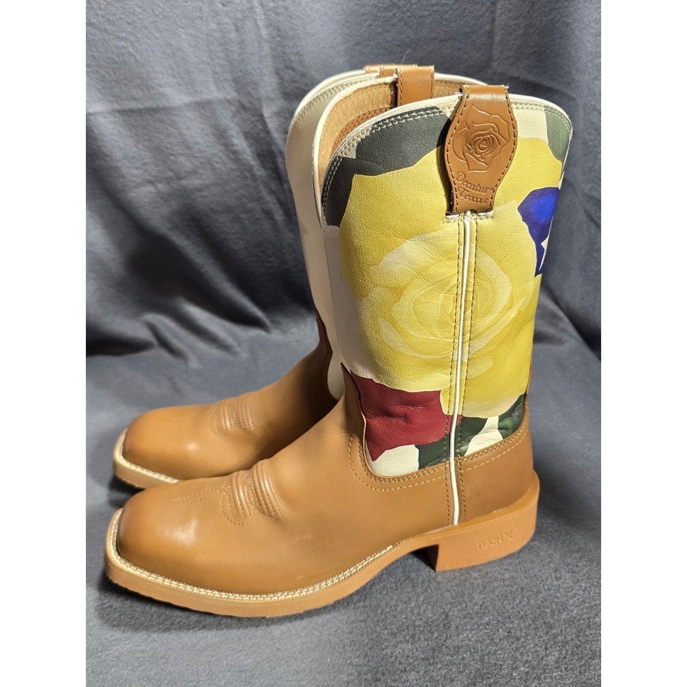Twisted X Decatur Texas Floral American Flag Western Cowboy Boots - Square Toe 9